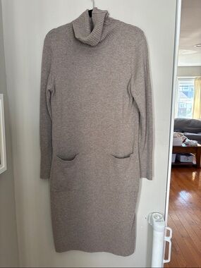 Athleta Taupe Cowl Neck Sweater Dress